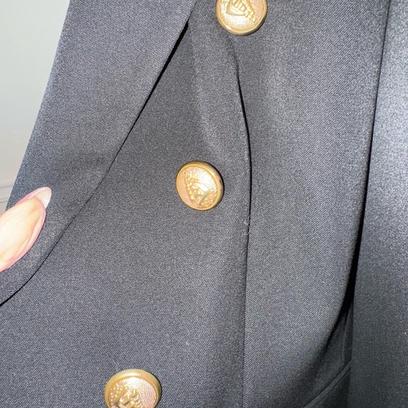 Lily Silk Classic Double Breasted Black Blazer with Gold Buttons - Picture 4 of 8